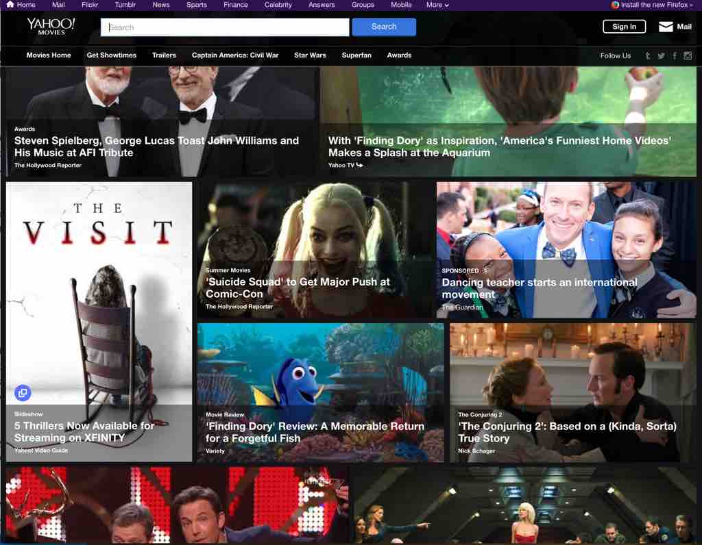 Yahoo Movie's Web Design